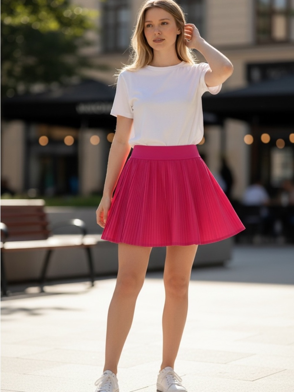 Pleated Pink Mini Skirt - Women's Skirt
